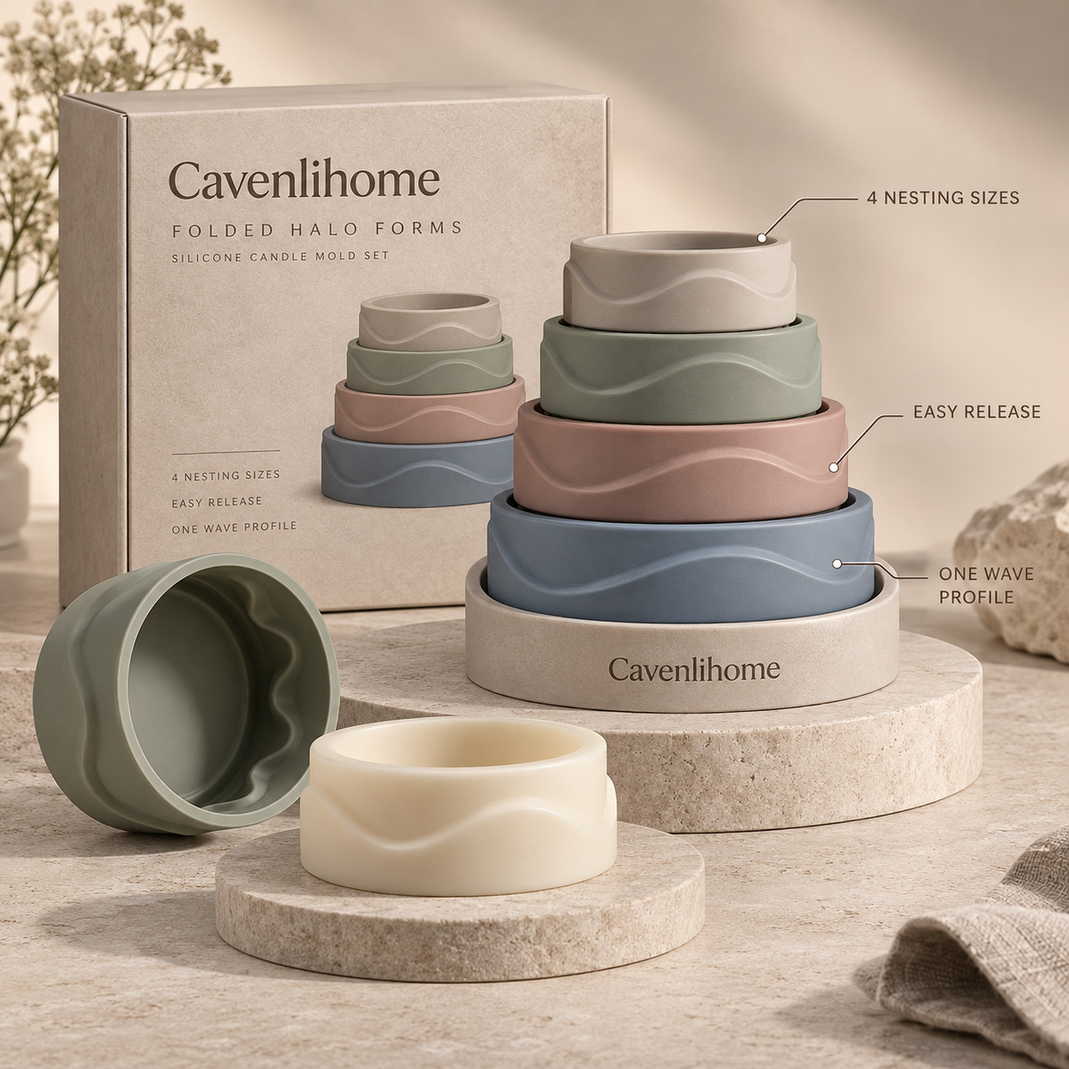 Cavenlihome™ Folded Halo Nesting Mold Set