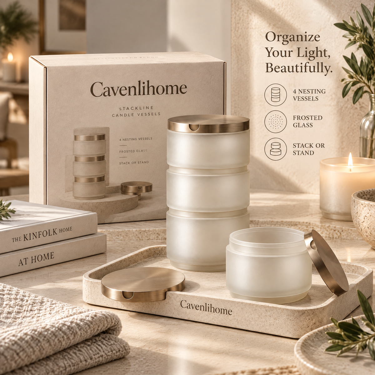 Cavenlihome™ Stackline Nesting Candle Vessels