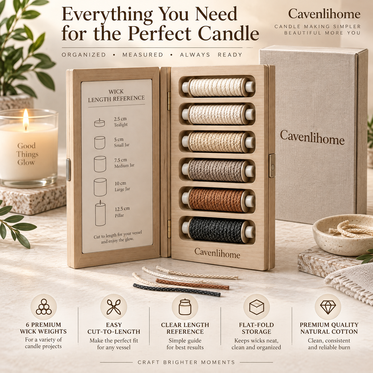 Cavenlihome™ Cotton Wick Library Board
